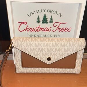 Michael Kors Tan and Cream Clutch